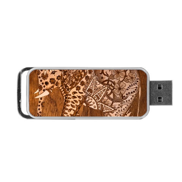 Elephant Aztec Wood Tekture Portable USB Flash (Two Sides)