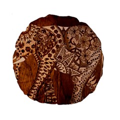 Elephant Aztec Wood Tekture Standard 15  Premium Round Cushions by Simbadda