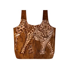 Elephant Aztec Wood Tekture Full Print Recycle Bags (s)  by Simbadda