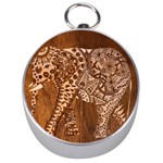 Elephant Aztec Wood Tekture Silver Compasses Front