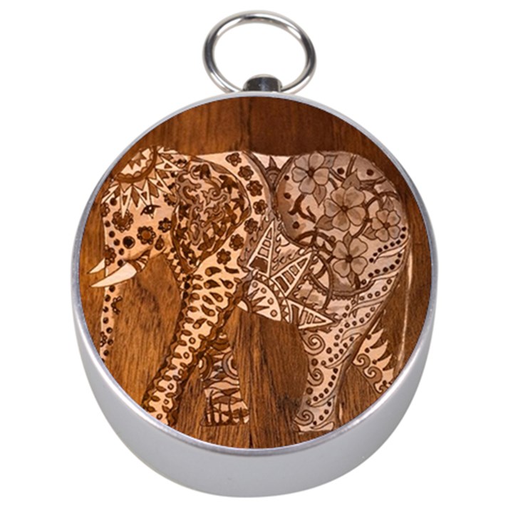 Elephant Aztec Wood Tekture Silver Compasses