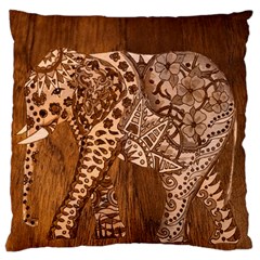 Elephant Aztec Wood Tekture Standard Flano Cushion Case (one Side) by Simbadda