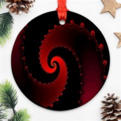 Red Fractal Spiral Ornament (round) by Simbadda