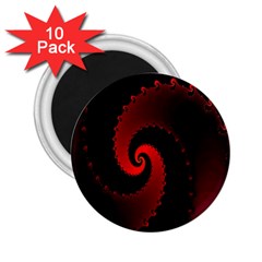 Red Fractal Spiral 2 25  Magnets (10 Pack)  by Simbadda