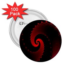 Red Fractal Spiral 2 25  Buttons (100 Pack)  by Simbadda