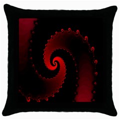 Red Fractal Spiral Throw Pillow Case (black) by Simbadda