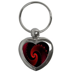 Red Fractal Spiral Key Chains (heart) 