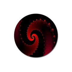 Red Fractal Spiral Magnet 3  (round) by Simbadda