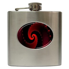 Red Fractal Spiral Hip Flask (6 Oz) by Simbadda