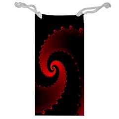 Red Fractal Spiral Jewelry Bag by Simbadda