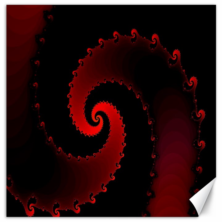 Red Fractal Spiral Canvas 16  x 16  