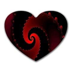 Red Fractal Spiral Heart Mousepads by Simbadda