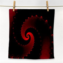 Red Fractal Spiral Face Towel by Simbadda