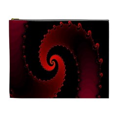 Red Fractal Spiral Cosmetic Bag (xl)