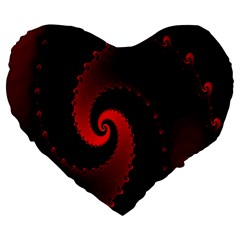 Red Fractal Spiral Large 19  Premium Heart Shape Cushions by Simbadda