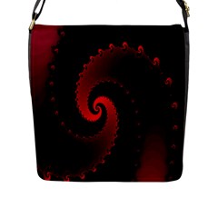 Red Fractal Spiral Flap Messenger Bag (l)  by Simbadda