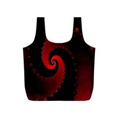 Red Fractal Spiral Full Print Recycle Bags (s)  by Simbadda