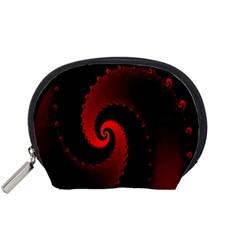 Red Fractal Spiral Accessory Pouches (small)  by Simbadda