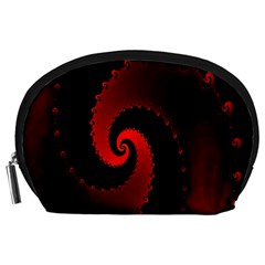 Red Fractal Spiral Accessory Pouches (large)  by Simbadda