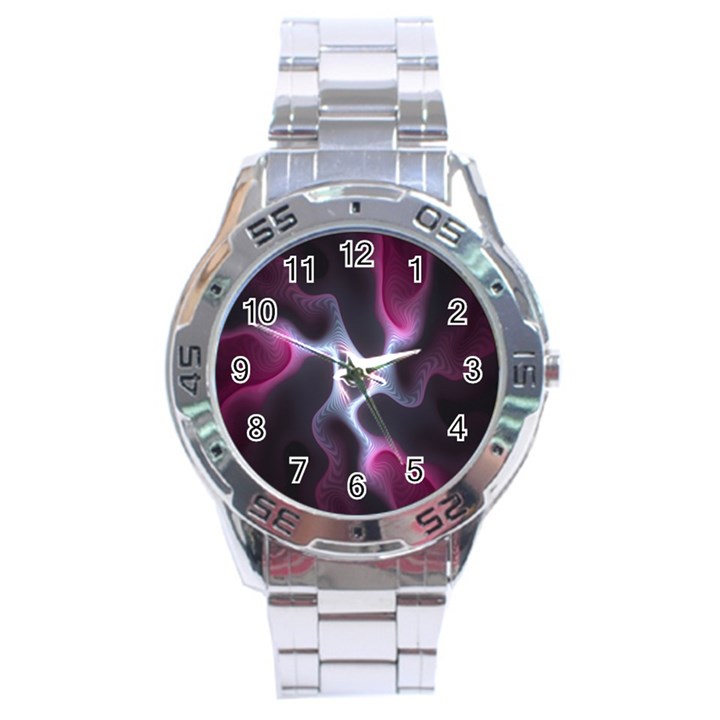 Colorful Fractal Background Stainless Steel Analogue Watch