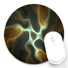 Colorful Fractal Background Round Mousepads by Simbadda