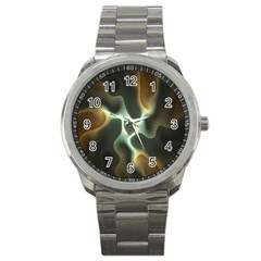 Colorful Fractal Background Sport Metal Watch by Simbadda