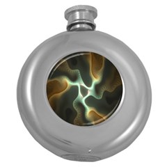 Colorful Fractal Background Round Hip Flask (5 Oz) by Simbadda