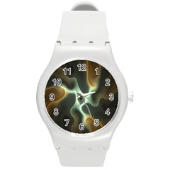 Colorful Fractal Background Round Plastic Sport Watch (m) by Simbadda