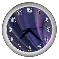 Purple Fractal Wall Clocks (silver)  by Simbadda