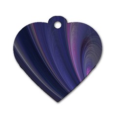 Purple Fractal Dog Tag Heart (one Side) by Simbadda