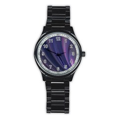 Purple Fractal Stainless Steel Round Watch by Simbadda