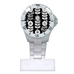 Floral Pattern Seamless Background Plastic Nurses Watch by Simbadda