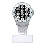 Floral Pattern Seamless Background Plastic Nurses Watch Front