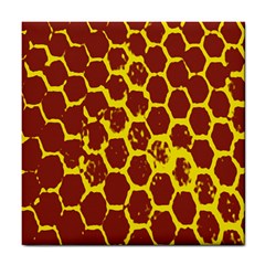 Network Grid Pattern Background Structure Yellow Tile Coasters by Simbadda