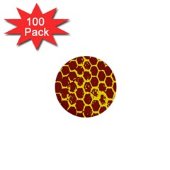 Network Grid Pattern Background Structure Yellow 1  Mini Buttons (100 Pack)  by Simbadda