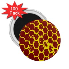 Network Grid Pattern Background Structure Yellow 2 25  Magnets (100 Pack)  by Simbadda