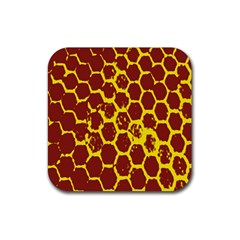 Network Grid Pattern Background Structure Yellow Rubber Coaster (square)  by Simbadda