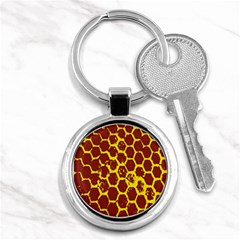 Network Grid Pattern Background Structure Yellow Key Chains (round)  by Simbadda