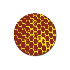 Network Grid Pattern Background Structure Yellow Magnet 3  (round) by Simbadda