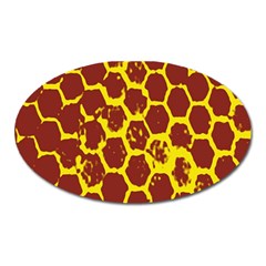 Network Grid Pattern Background Structure Yellow Oval Magnet by Simbadda