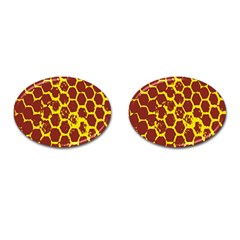 Network Grid Pattern Background Structure Yellow Cufflinks (oval) by Simbadda