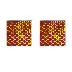 Network Grid Pattern Background Structure Yellow Cufflinks (square) by Simbadda