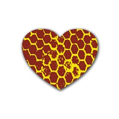 Network Grid Pattern Background Structure Yellow Rubber Coaster (heart)  by Simbadda