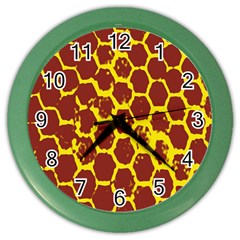 Network Grid Pattern Background Structure Yellow Color Wall Clocks by Simbadda