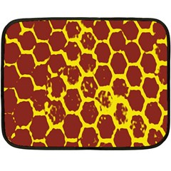 Network Grid Pattern Background Structure Yellow Double Sided Fleece Blanket (mini)  by Simbadda