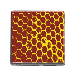 Network Grid Pattern Background Structure Yellow Memory Card Reader (square) by Simbadda