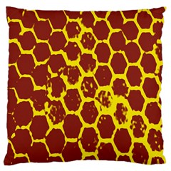 Network Grid Pattern Background Structure Yellow Large Cushion Case (one Side) by Simbadda