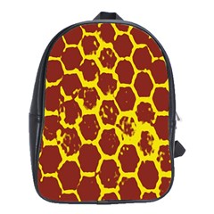 Network Grid Pattern Background Structure Yellow School Bags (xl)  by Simbadda