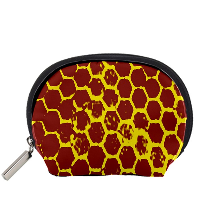 Network Grid Pattern Background Structure Yellow Accessory Pouches (Small) 