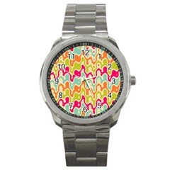 Abstract Pattern Colorful Wallpaper Sport Metal Watch by Simbadda